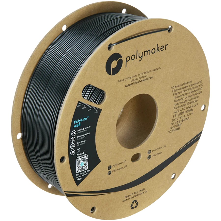 FILAMENTO ABS DE 1.75MM 1KG COLOR NEGRO - POLYLITE
