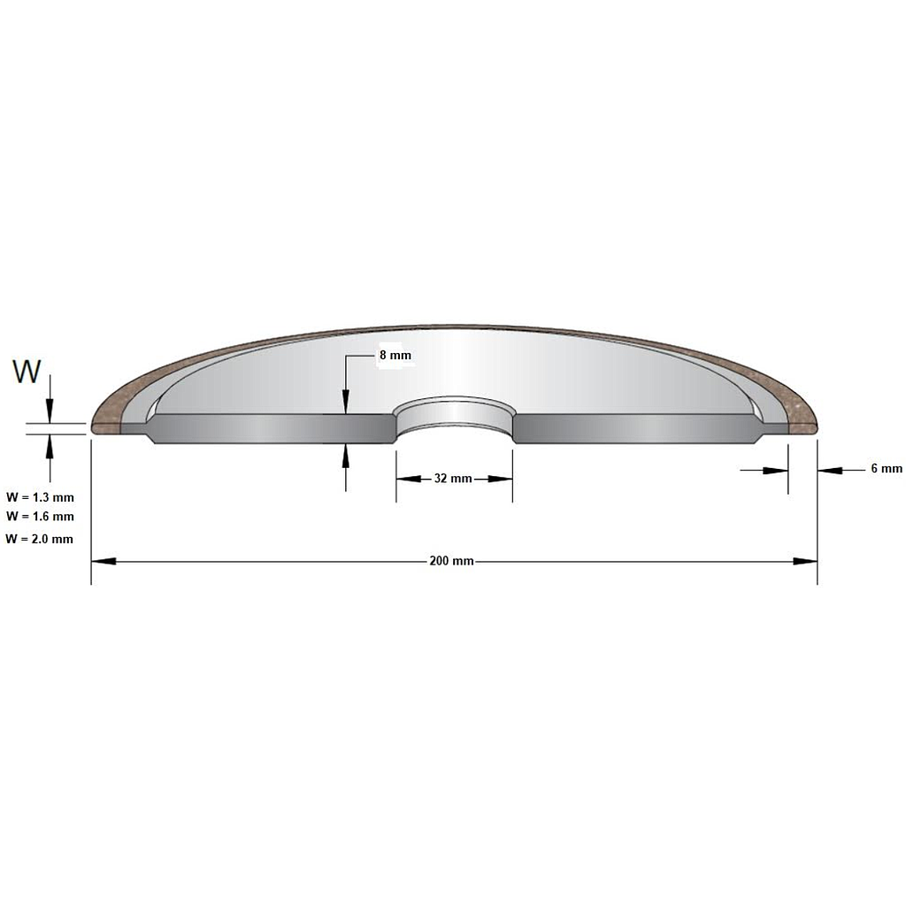 RUEDA D/DIAMANTE P/RECTIFICADO DE HSS 200MM X 3.00MM X 32.0MM - G180 R1.25