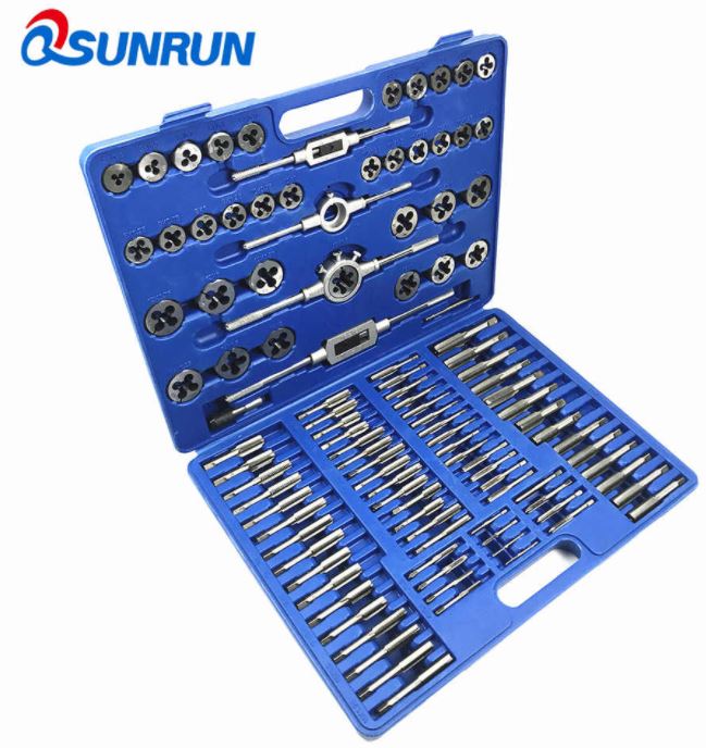 SET DE MACHUELOS MANERALES Y TARRAJAS DE 1/4&quot; - 1/2&quot; / M3 - M12 Y NPT 59 PIEZAS