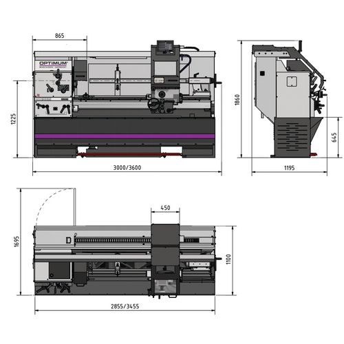 TORNO PARALELO HORIZONTAL 620MM VOLTEO X 2,220MM ENTRE PUNTOS