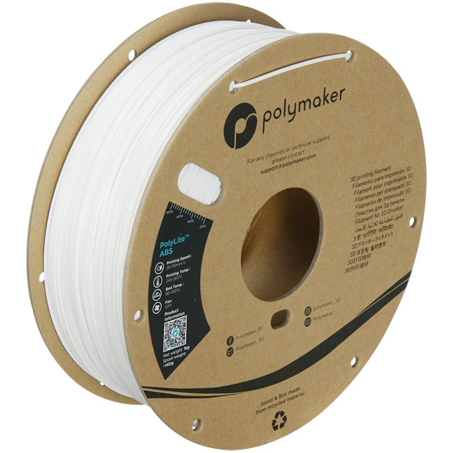 FILAMENTO ABS DE 1.75MM 1KG COLOR BLANCO - POLYLITE