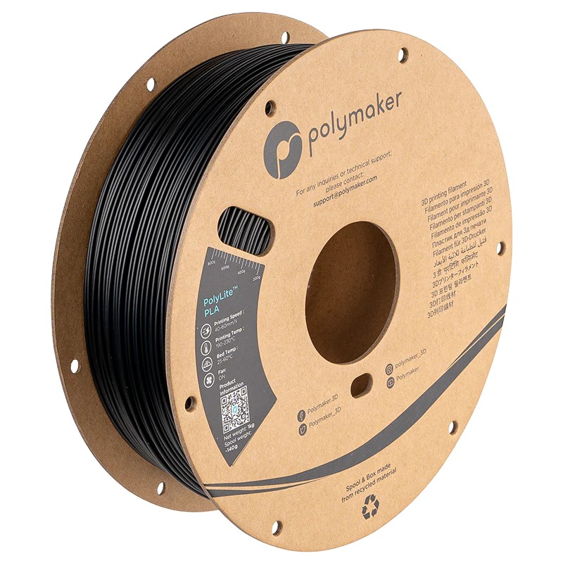 FILAMENTO DE 1.75MM 1KG PLA COLOR NEGRO - POLYLITE