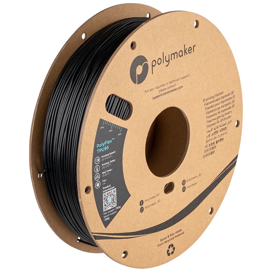 FILAMENTO DE 1.75MM 750 GR TPU POLYFLEX COLOR NEGRO