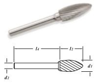 ROTAFRESA TIPO FLAMA  5/16&quot; X 3/4&quot; X 1/4&quot; SH-2D