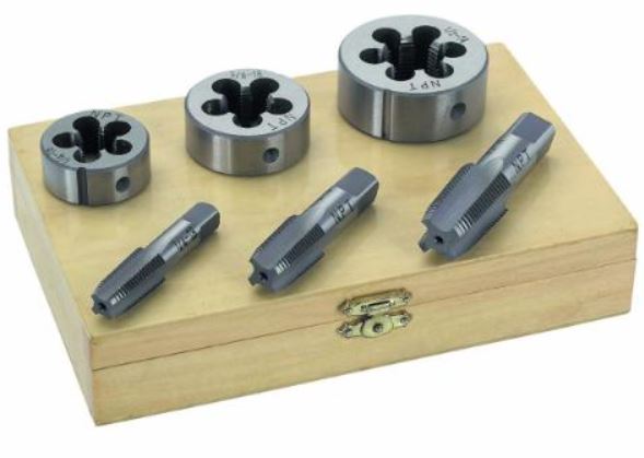 SET MACHUELOS Y TARRAJA NPT 1/8&quot; - 1&quot; 11PZS