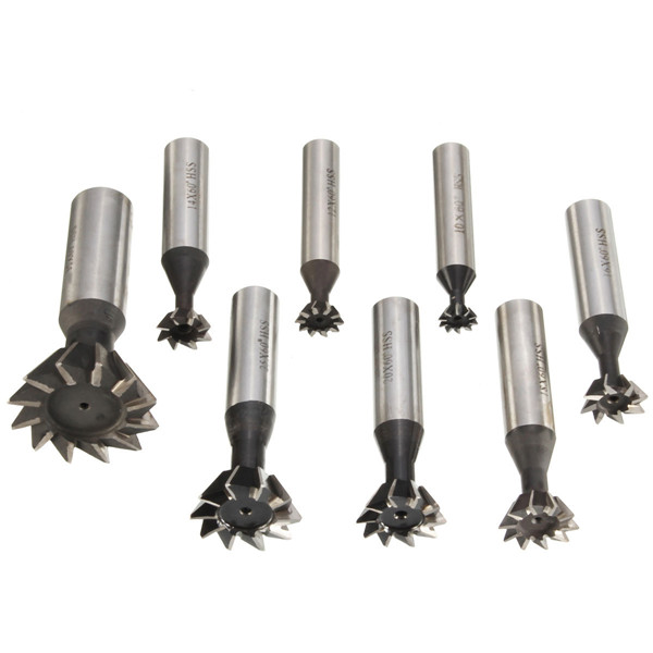 SET FRESA COLA DE MILANO 3/8&quot; - 2-1/4&quot; 45º 7PZAS.