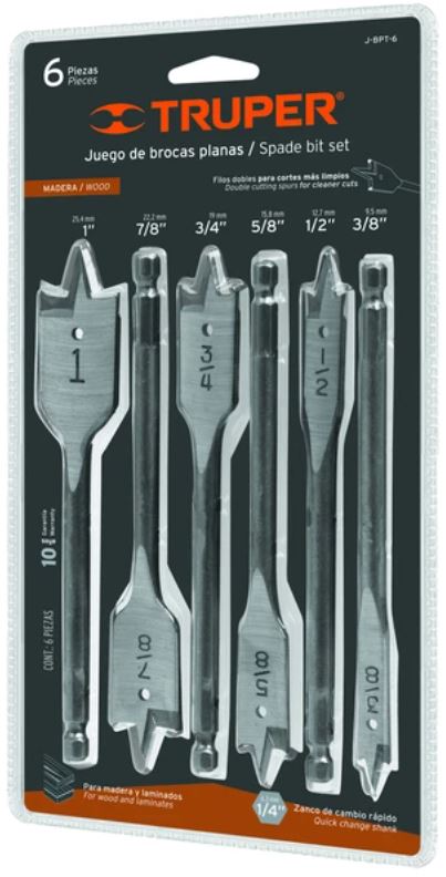 SET BROCA TIPO PALETA 3/8&quot; - 1&quot; 6 PIEZAS