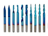 SET FRESAS DE CARBURO 1/8&quot; P/ROUTER CNC CON RECUBRIMIENTO AZUL 10 PIEZAS